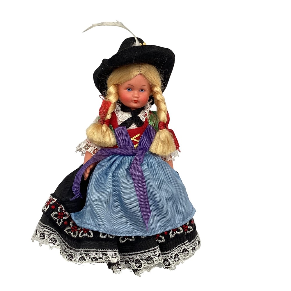 Vintage German Austrian‎ Souvenir Doll Traditional Folk Costume Alpine 5 inch